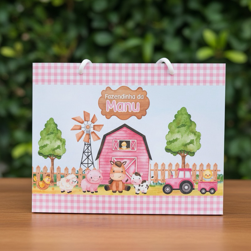 Sacolinha Personalizada Fazendinha rosa menina Pegue e Monte | Lembrancinha  fazendinha azul menino|Infantil Aniversário