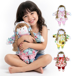 Boneca de Pano Artesanal 40 cm, Várias estampas