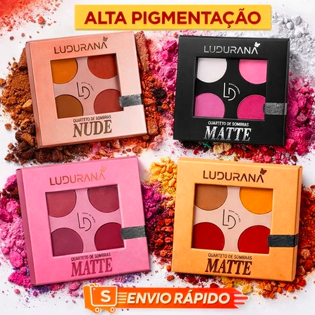 Kit 4 Mini Quartetos de Sombras Ludurana Matte Nude Coloridas Original