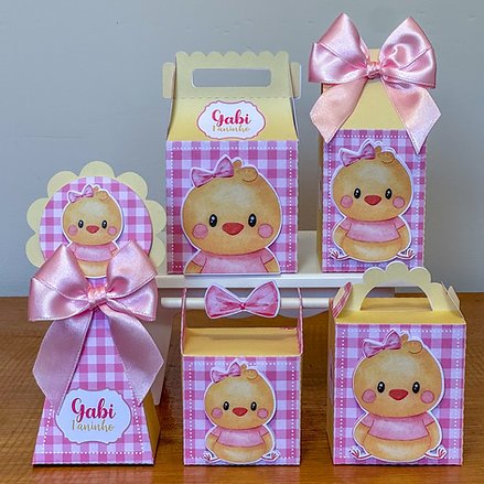 KIT  Caixinhas Personalizadas Pintinha Amarelinha Personalizado  Lembrancinhas - Caixinha Personalizadas