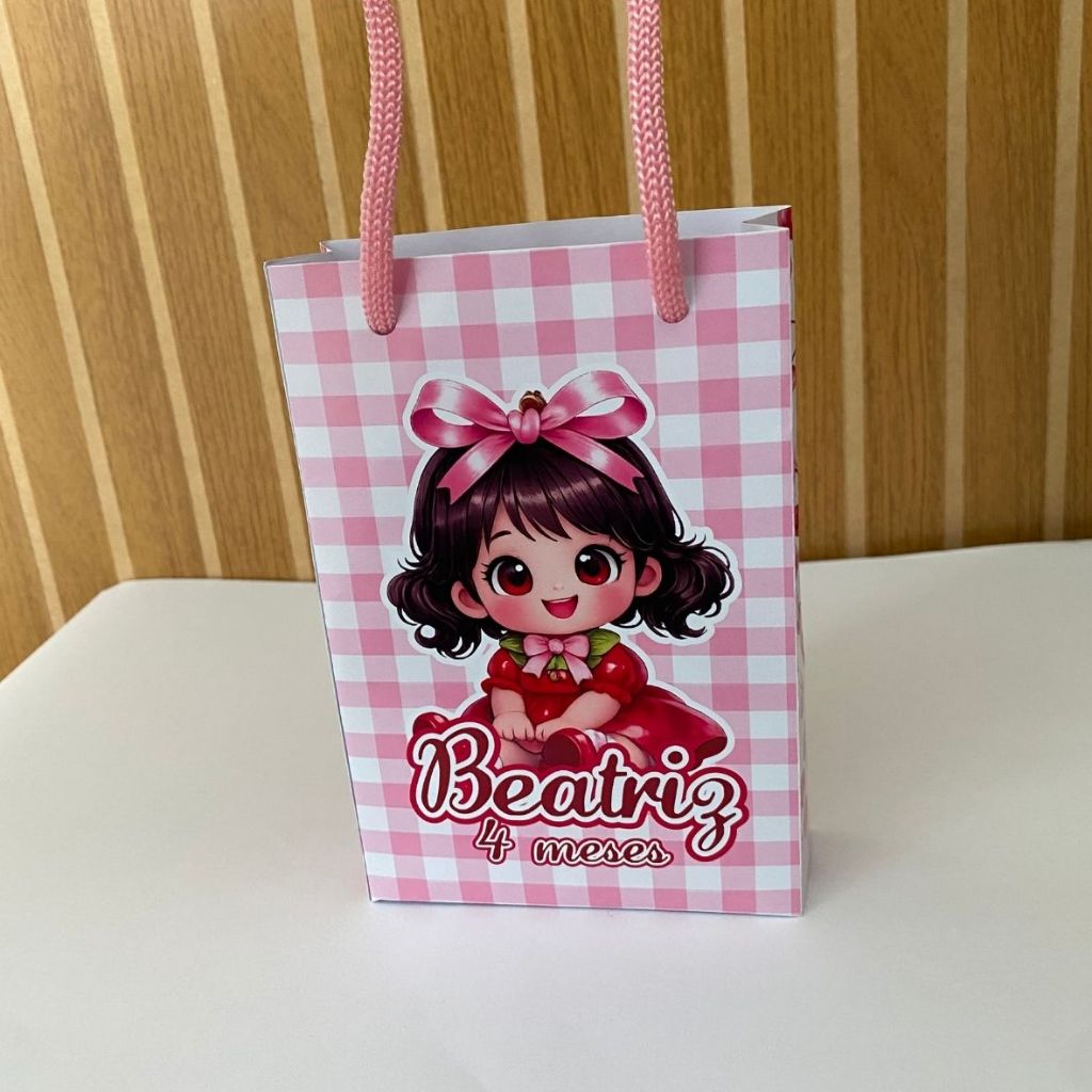 Kit Sacolinha 10|15|20 Personalizada Cerejinha Menininha Festa 10x15cm | Lembrancinha, Embalagem, Kit Presente com Alça