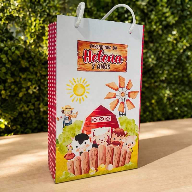 Sacolinha personalizada FAZENDINHA, sacola lembrancinha festa fazendinha (PEGUE E MONTE)