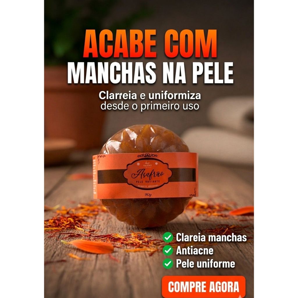 Sabonete de Açafrão Para Clarear Manchas e Acabar com Acne Natural