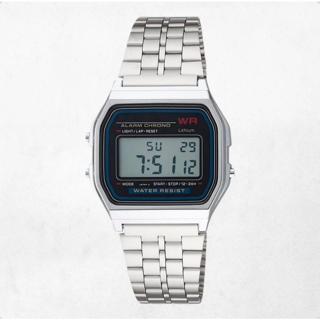 Relógio Unissex Vintage Prata Quadrado Retrô Digital Pulseira Metálica Casual em Oferta na Shopee