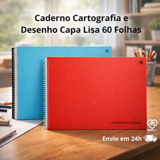Caderno Cartografia E Desenho Capa lisa Azul ou Vermelho 60 Folhas Espiral Escolar em Oferta na Shopee