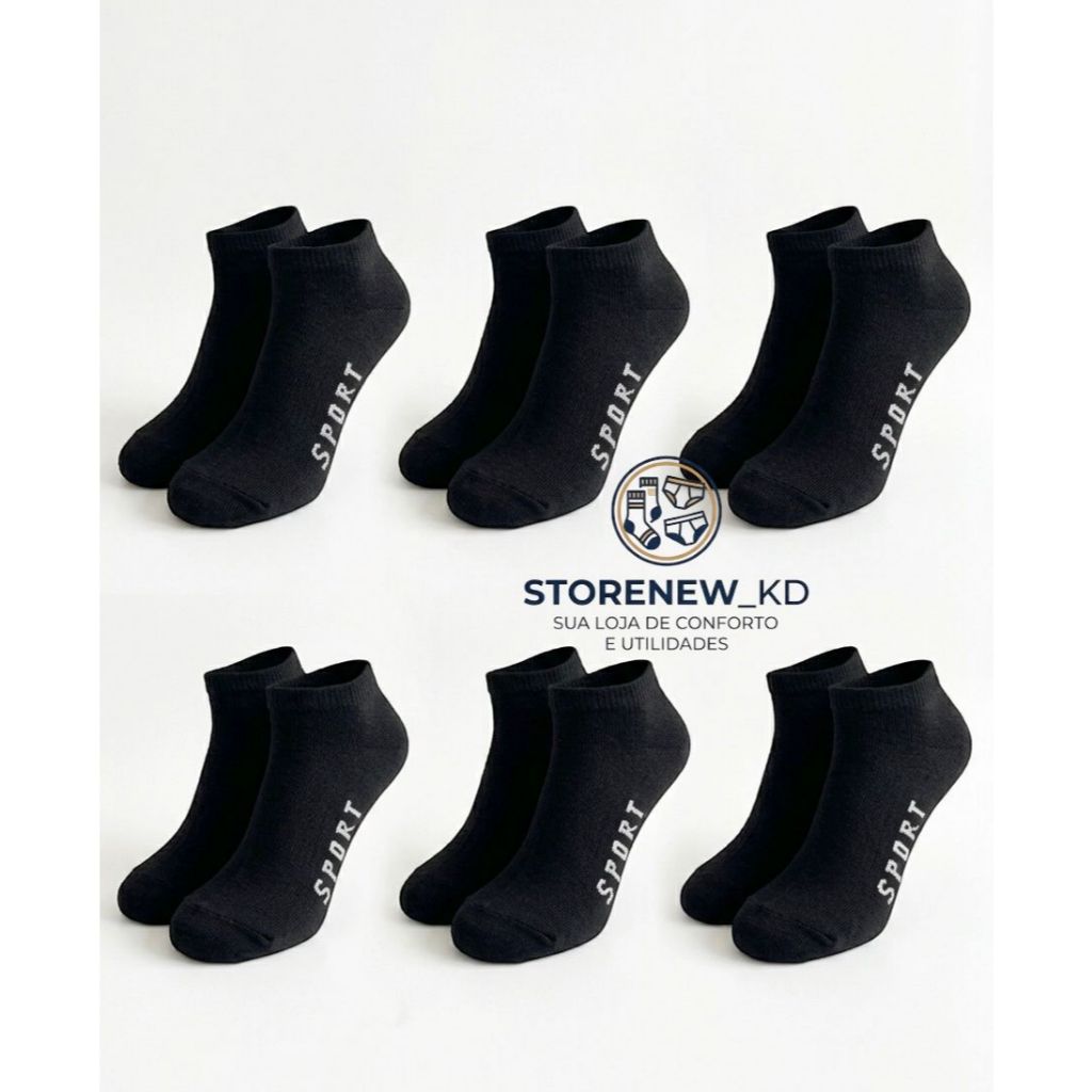 Várias cores com Kit de 24 meias soquete  Com algodão Cano Curto Masculina Feminina Unissex direto da fabrica em Oferta na Shopee