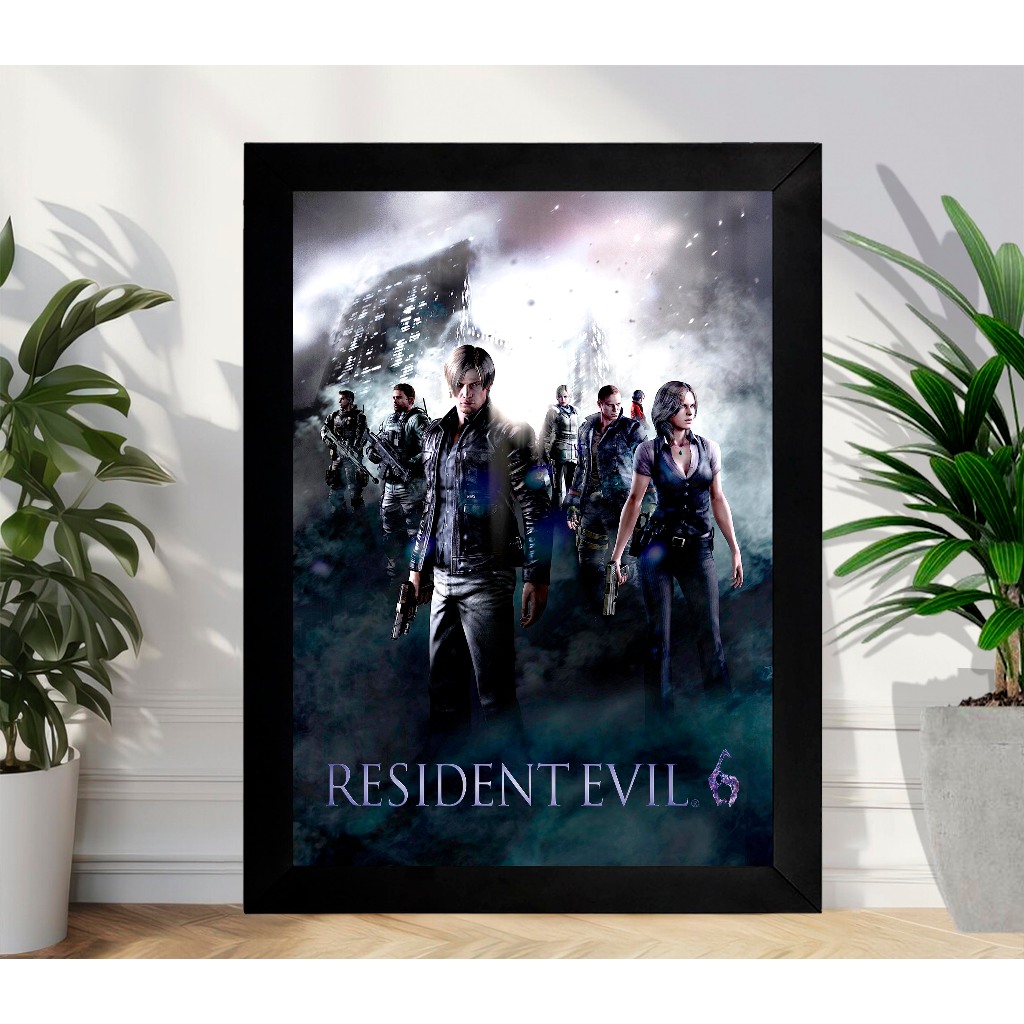Quadro Resident Evil 6 A3 - com Acrílico Na Frente - Tamanho 45.5 X 33 Cm