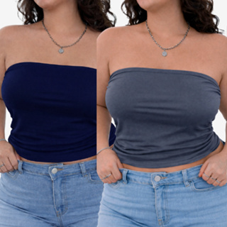 kit 2 Top tube tomara que caia plus size sustentaçao alta suplex premium com elástico nas Costas em Oferta na Shopee