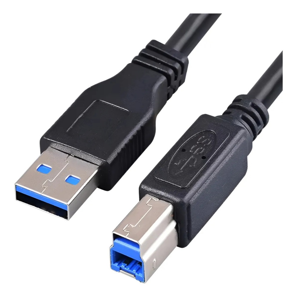 Cabo USB 3.0 A pra B – Alta Velocidade (SuperSpeed) ideal pra impressoras, scanner, e HD Externo