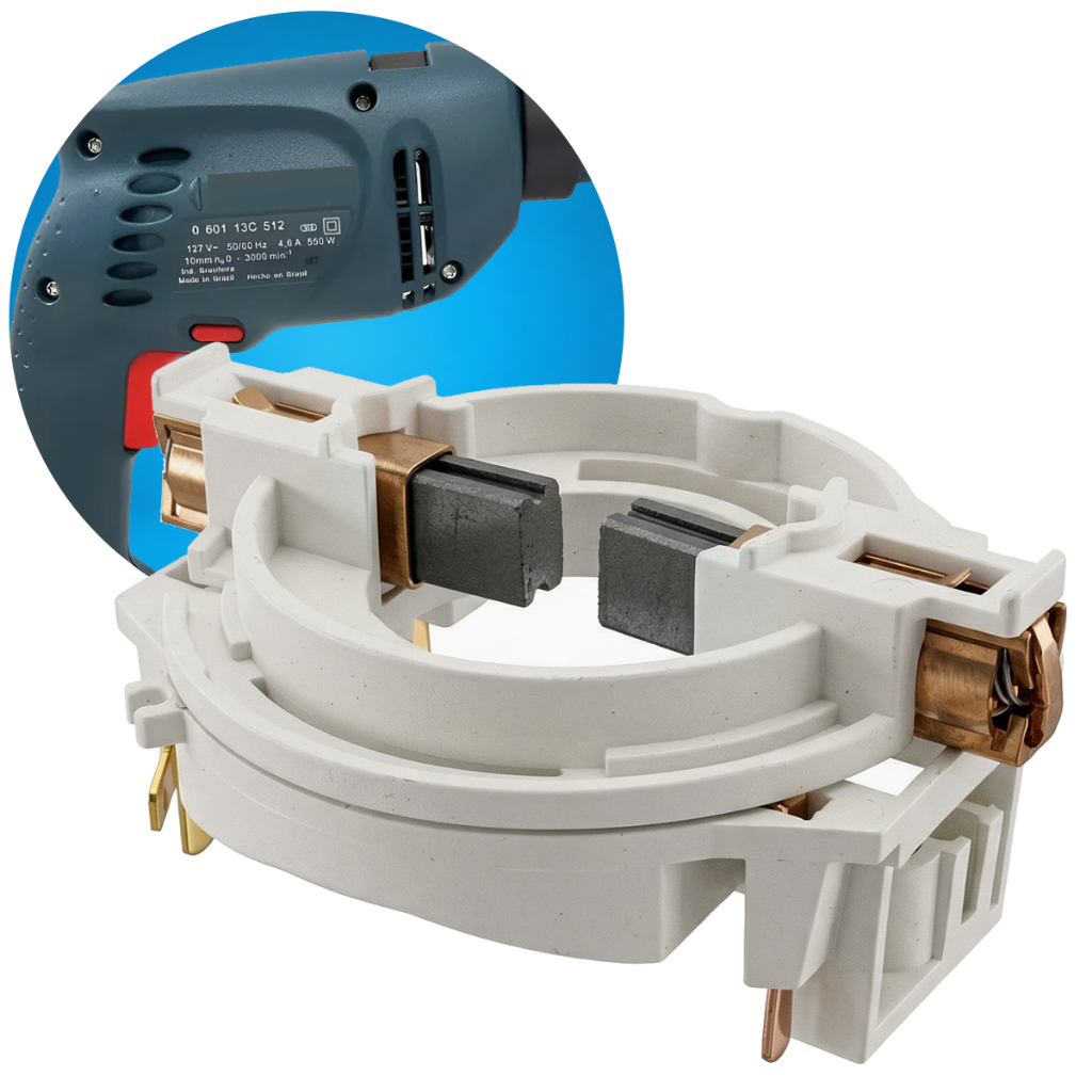 Porta Escovas GSB13RE 3388 GSB16RE 113C Suporte Carvão Completo Furadeira Super Hobby