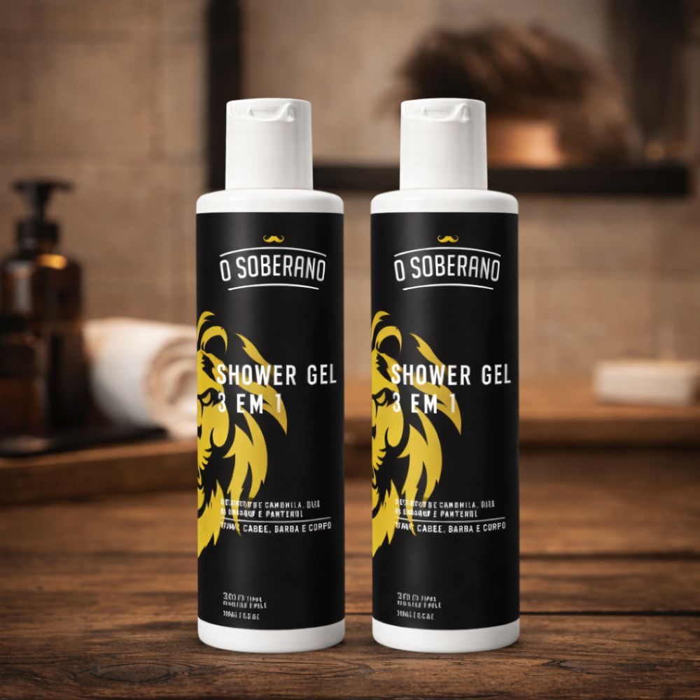 Kit 2 Gel De Banho 3 Em 1 Shampoo Cabelo Barba E Corpo - O Soberano