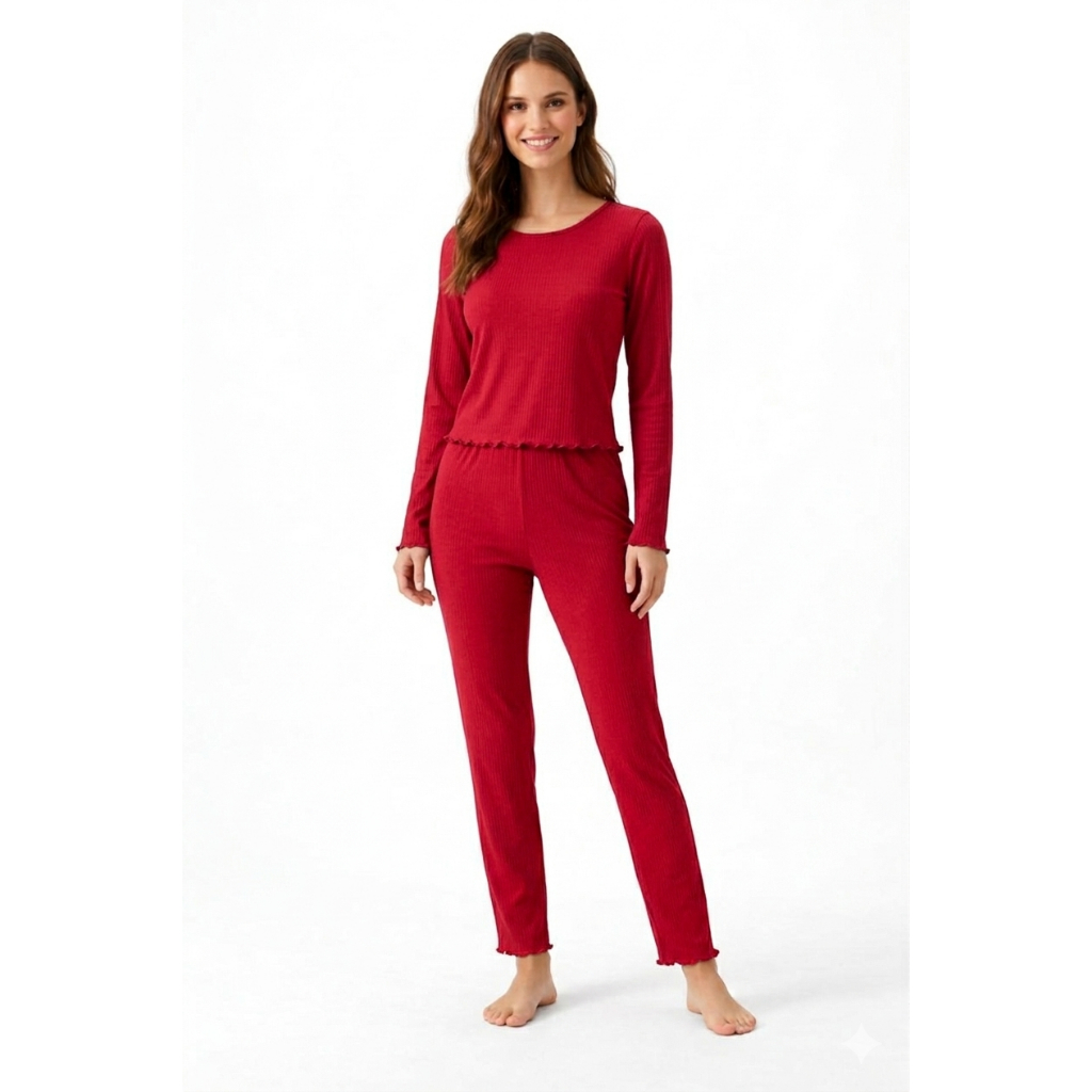 Pijama Noite Feminino Inverno Suede Canelado Conforto Estilo Toque Leve Macio