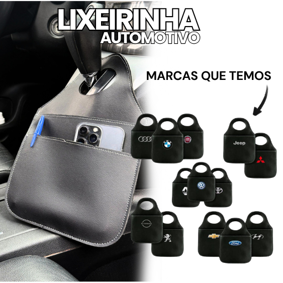 Lixeira CHEVROLET Automotiva Porta Lixo Couro Reforçado Universal de Alta Qualidade Rustica. FRETE GRATIS