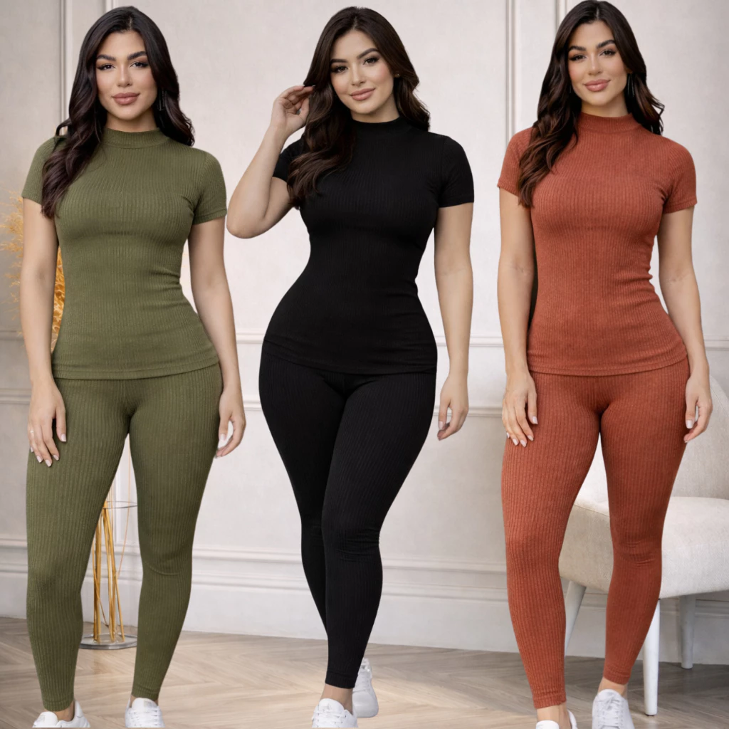 Conjunto feminino adulto dia a dia passeio parques caminhada — imagem 1
