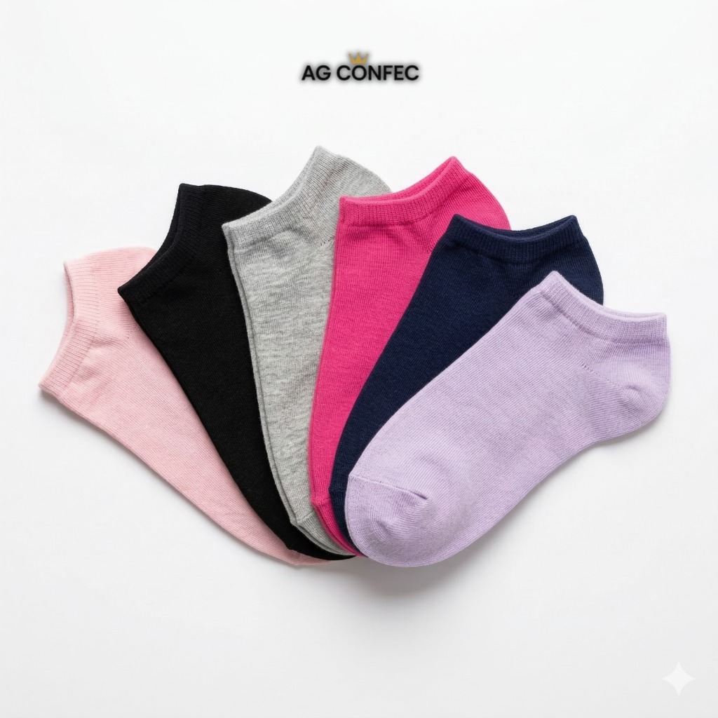 Kit 24 Pares de Meias Soquete Adulto Feminina Lisa ENVIO IMEDIATO em Oferta na Shopee