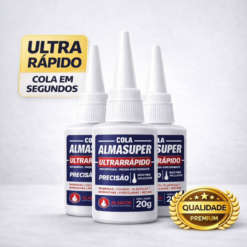 Cola Instantânea Almasuper 100g - 20g | Bico de Precisão | Secagem Rápida | Super Bonder
