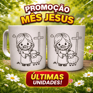 Kit 30 Canecas Jesus e a Ovelhinha  plástico 320ml chocolate lembrancinha divertido crianças