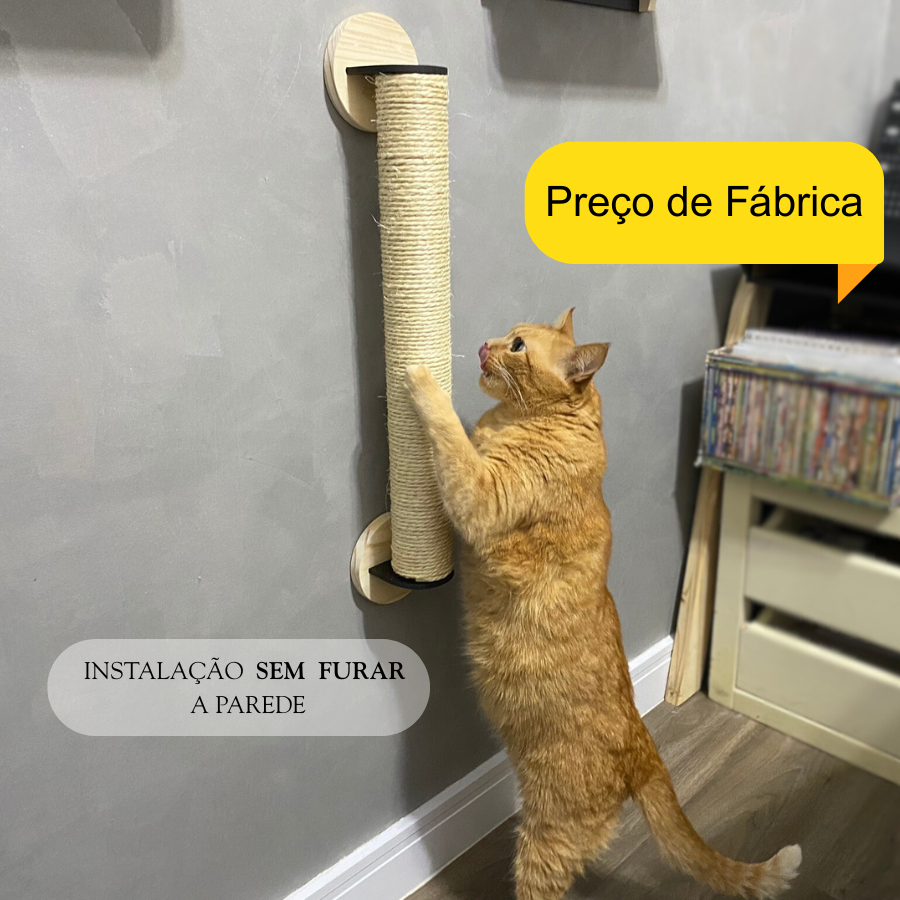 Arranhador Parede Gato Sisal Poste Brinquedo Pet