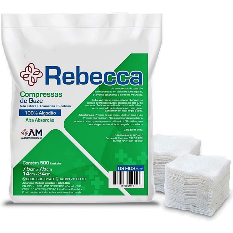 Compressa de Gaze Rebecca 9 Fios c/500und - AMERICAN
