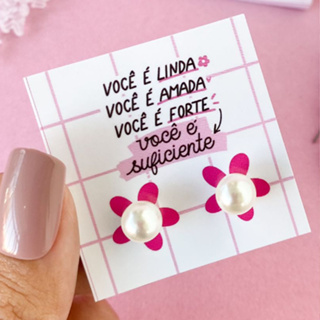 50 - 200 Pares de Brinco de Perola + tag Mimo para cliente em Oferta na Shopee