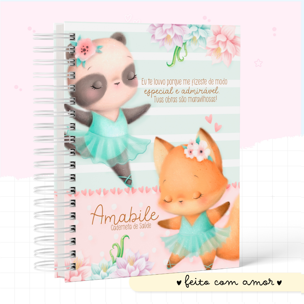 CADERNETA DE SAÚDE / VACINAÇÃO - Menina - Capa Dura - Personalizada - ATUALIZADA