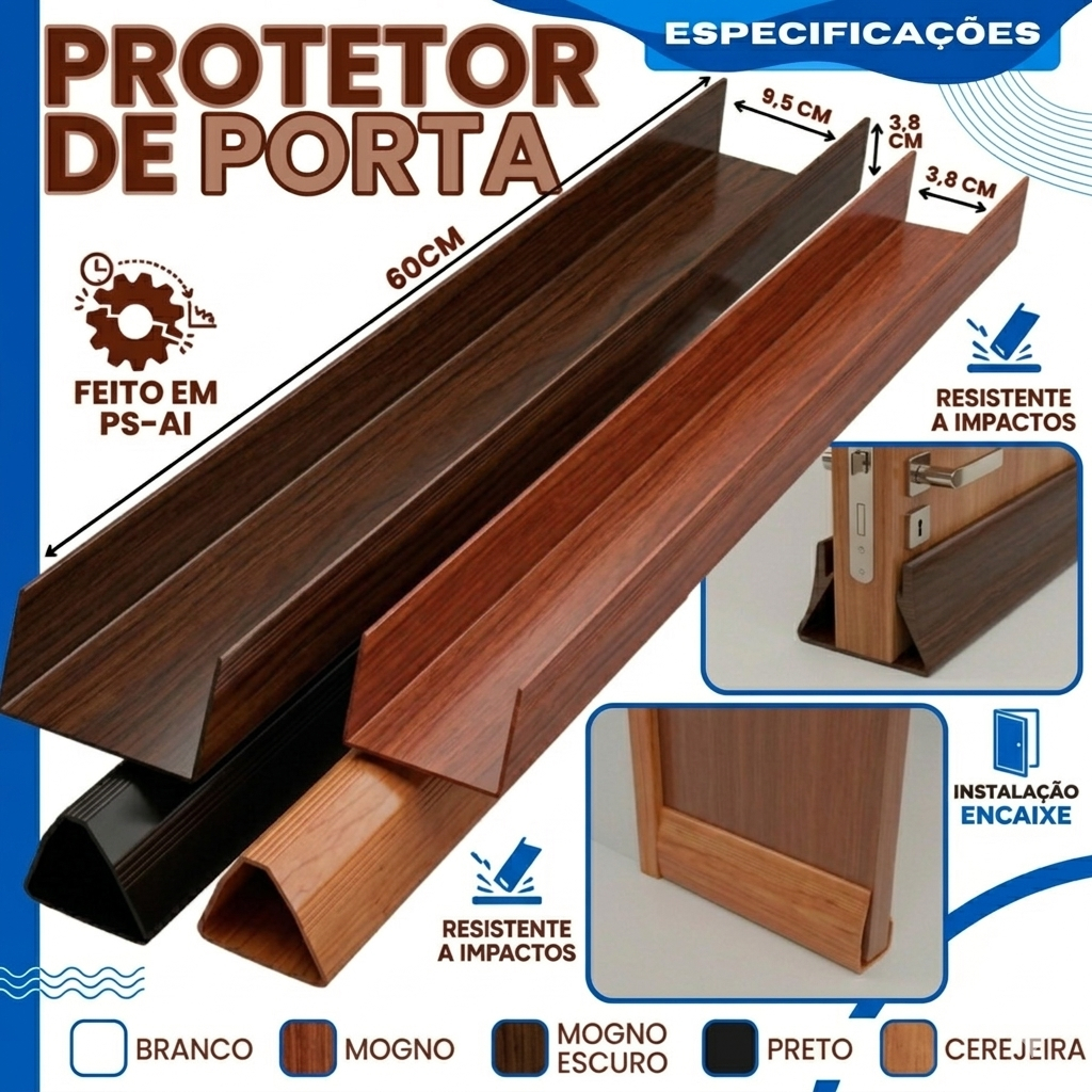 Protetor Saia De Porta facilit Branco Preto Cerejeira Mogno claro Mogno escuro