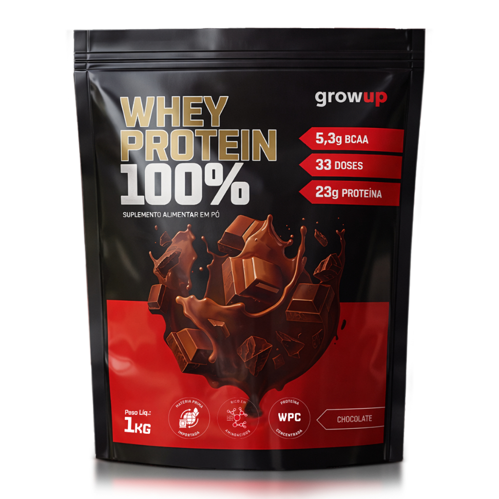 Whey Protein Concentrado Refil 1kg Growup - 100% Whey Rende 33 doses - WPC - Proteína Conc...