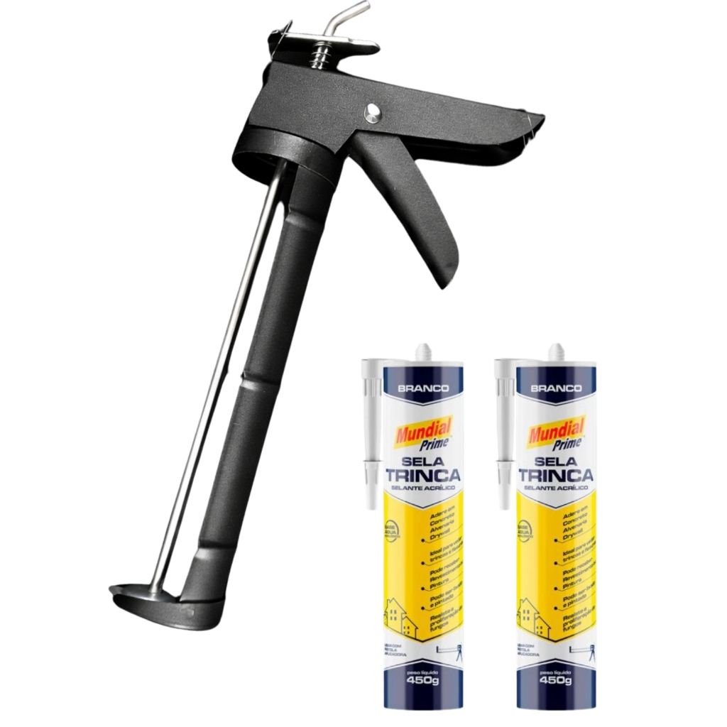 Combo com 2 Sela Trinca 450g Mundial Prime Branco + 1 Aplicador de Silicone 9 Polegadas Gamma