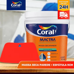 MACTRA MASSA SECA PAREDE 4,5KG + ESPÁTULA 9CM X 13CM REPARO DE PAREDE COM UMIDADE