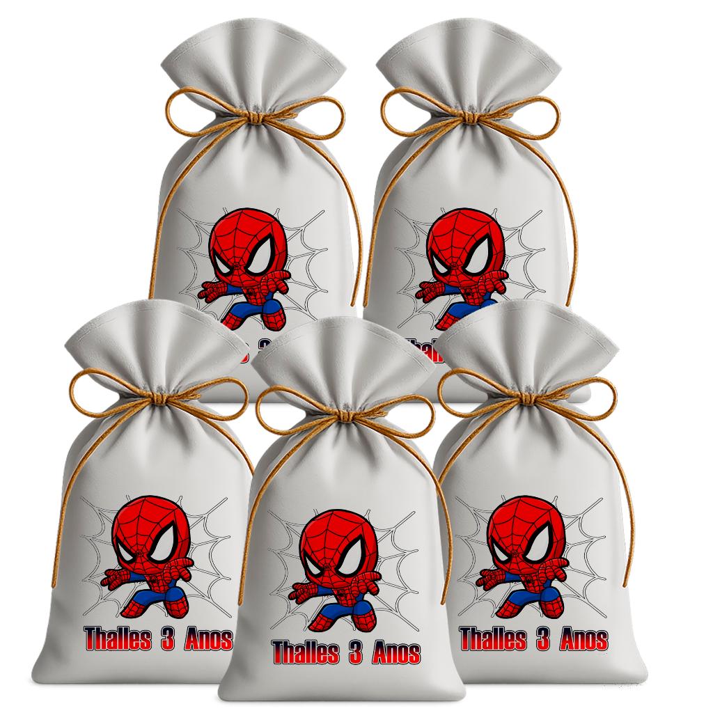 Saquinho Sacolinha Lembrancinha Festa Aniversário Infantil Tecido Personalizado Homem Aranha Cute