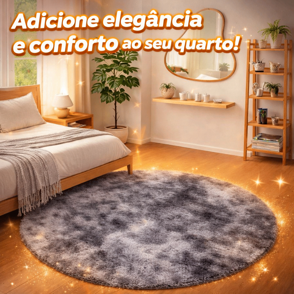 Tapete Redondo Felpudo Peludo Grande 1 Metro Sala e Quarto luxo