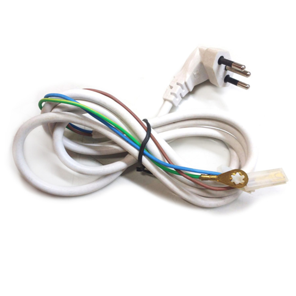 Cabo de Alimentação Rabicho PP 3x0,75mm Plug 90º com Conectores Cabo Substituição Eletrodomésticos