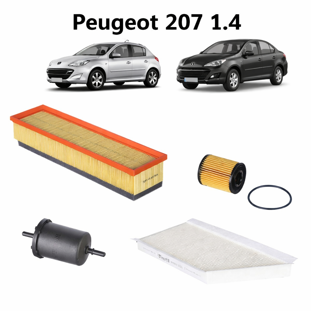 Kit Revisao Filtros Peugeot 207 1.4  Filtro de ar Filtro Oleo Filtro Cabine e Filtro de Combustível