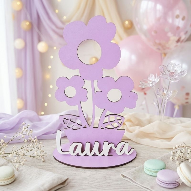 Kit Centro De Mesa Personalizado Flor Lembrancinha 10 Unidades Jardim Encantado Aniversario Mdf