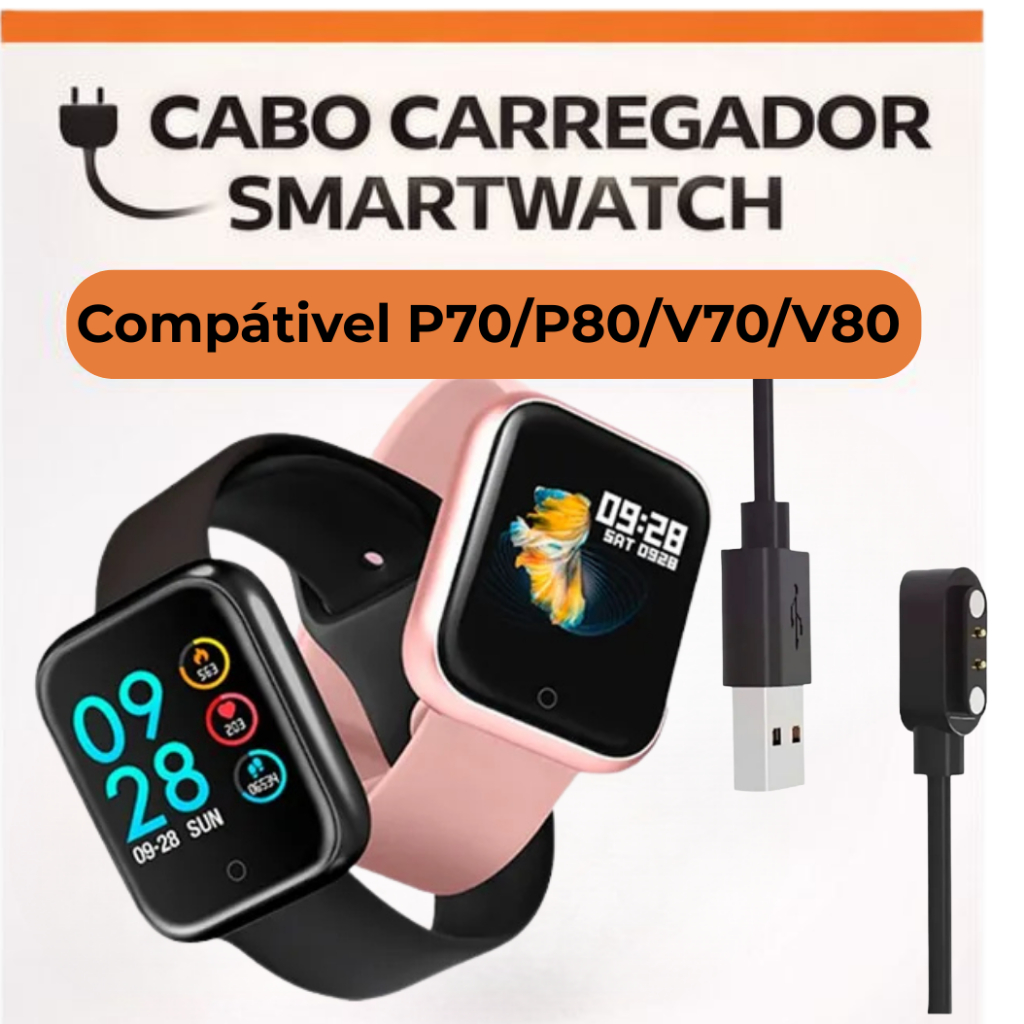 Cabo Carregador USB Magnético Para Smartwatch P70/ P70PRO/ P80/ V70/ V80/ P68/