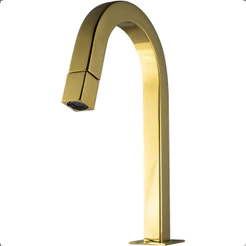 Torneira Para Lavatório Bica Alta Mesa Dourado Gold Metal