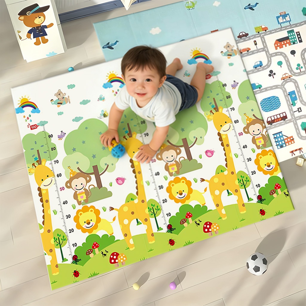 Tapete Tatame Infantil XPE 200x180cm Bebê Dupla Face Dobrável Impermeável