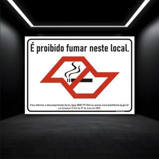 Placas Proibido Fumar Lei Antifumo - Padrão SP - Plaquinhas Não Fume fumo em Oferta na Shopee