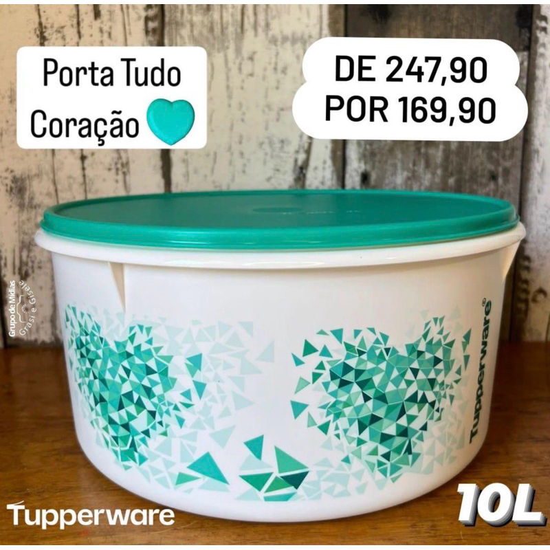 Porta tudo 10 l coração tupperware