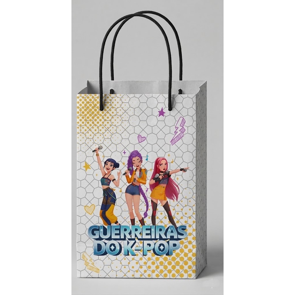 SACOLINHAS PERSONALIZADAS PEGUE E MONTE para Festas Mimos Lembrancinhas Aniversários GUERREIRAS KPOP