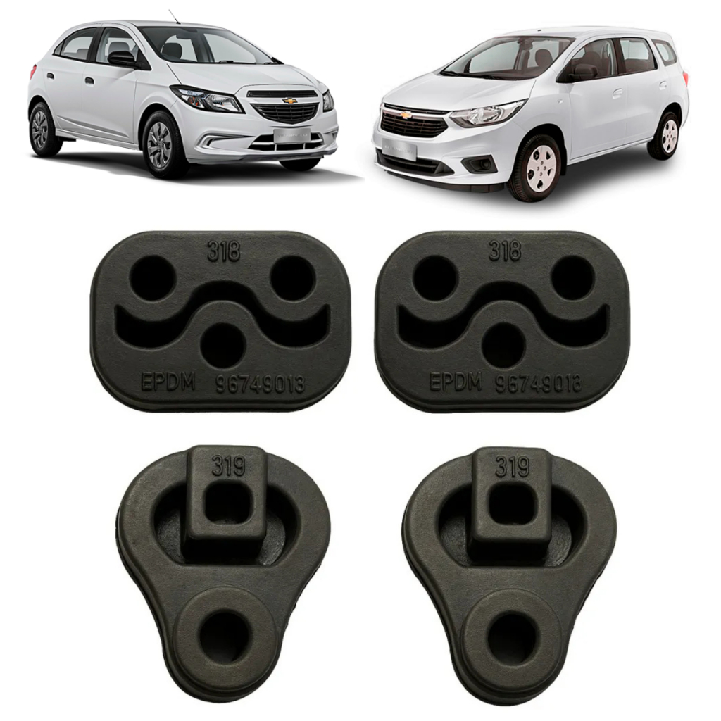Kit Completo 4x Borracha Coxim Chevrolet Onix Prisma Spin (Todos Modelos) Cano Descarga Escapamento