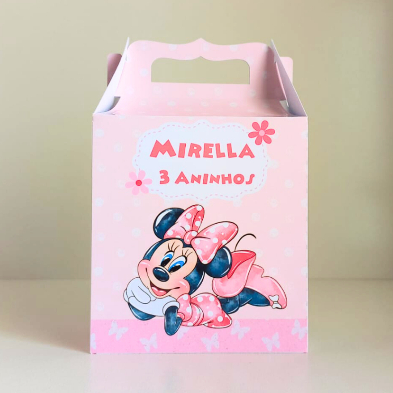 Maletinha Minnie Rosa Personalizada Nome e Idade / Decoração Festa / Caixinha Rosa / Lembrancinha de Festa / Aniversário