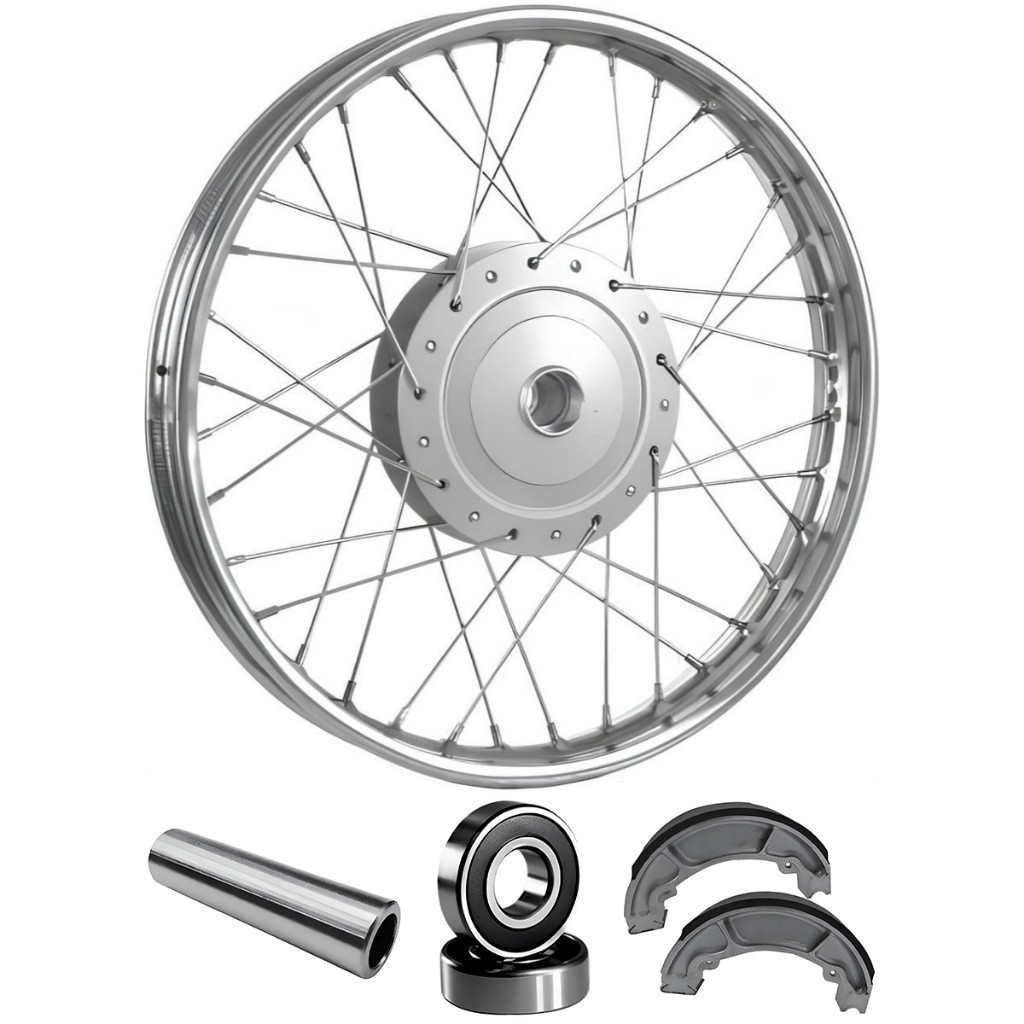 Roda Dianteira Raiada 4mm Honda Pop 100 Pop 110 Tambor + Lona/Rolamento/Espaçador