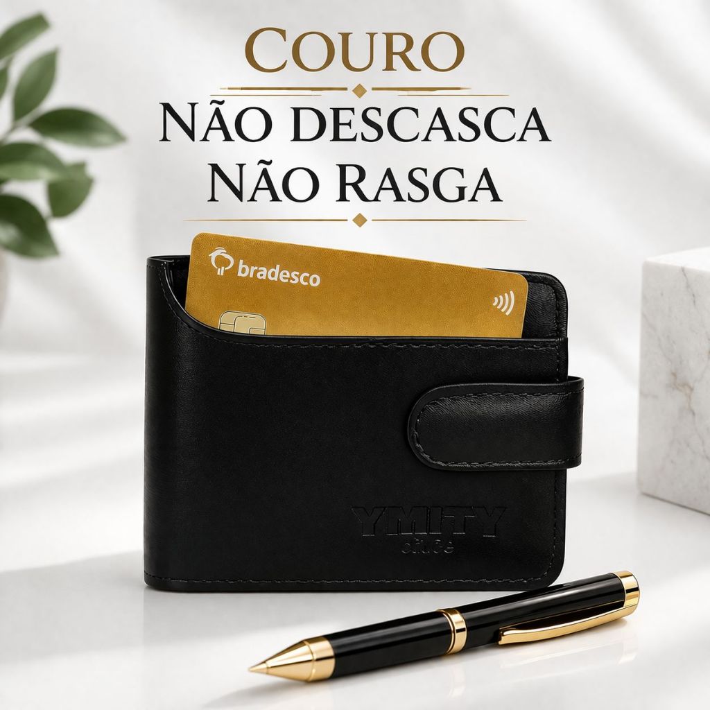 Carteira Masculina Couro Bovino Legítimo com Fecho - Durabilidade e Estilo