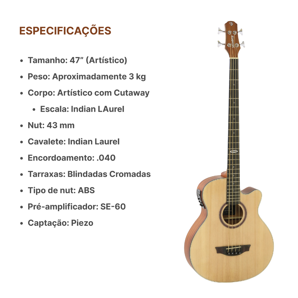 Baixolão Eletroacústico 4 C Strinberg Sb240c Ns Oferta!