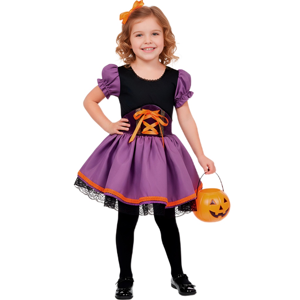Fantasia Bruxinha Infantil com Corselet de Halloween