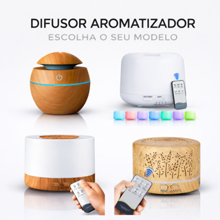 Difusor Aromas Ultrassonico 300ml 500ml 700ml Umidificador Ar LED Madeira Aromatizador em Oferta na Shopee