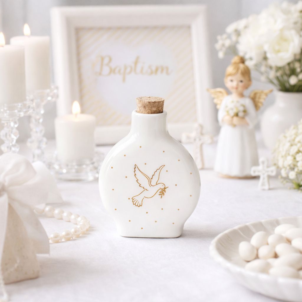 2 Mini Garrafinhas 30ml Água Benta Porcelana Batizado Primeira Comunhão