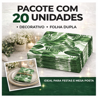 Kit 20 Guardanapos Decorativos Folhagem 33cm Folha Dupla Mesa Posta Festa em Oferta na Shopee
