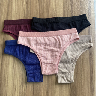 Kit Calcinhas Suede Canelado Premium Conforto Forro Algodão Lingerie em Oferta na Shopee